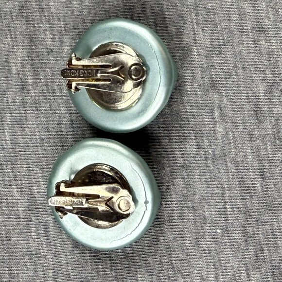 Vintage Mint Green Clip-On Earrings Textured Design Lightweight Costume Jewelry - Picture 5 of 16